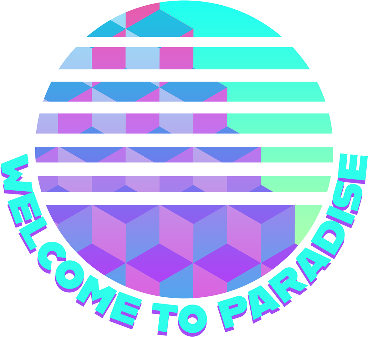 Vaporwave Paradise Welcome Sphere.png PNG Image