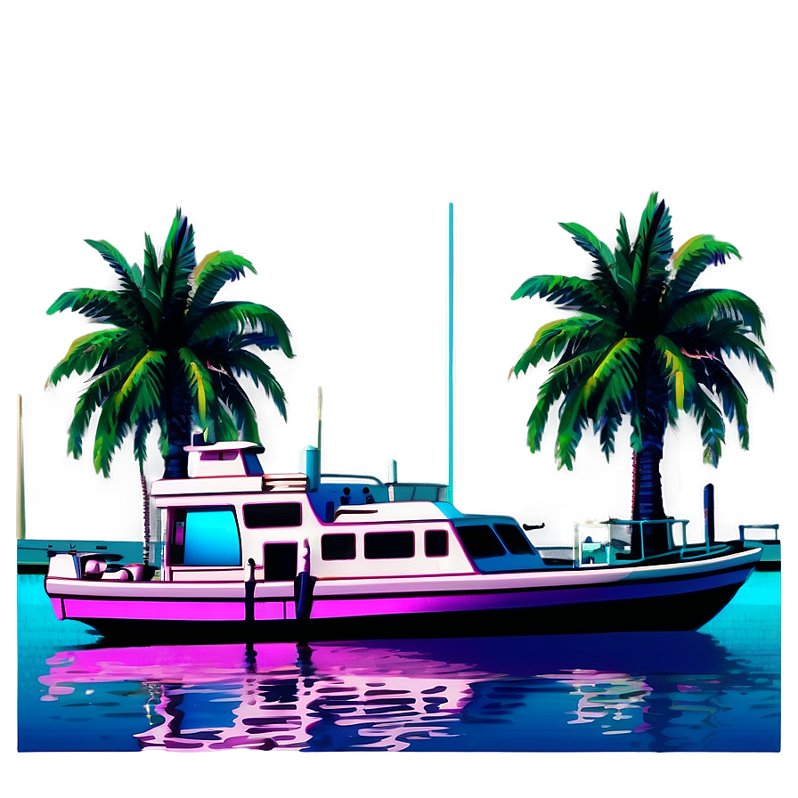 Vaporwave Seaport Scene Png Wnw PNG Image