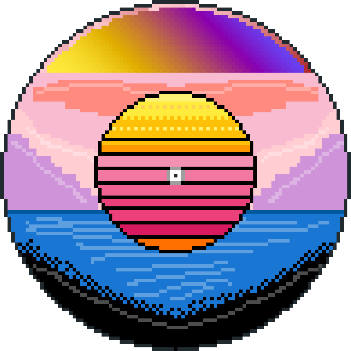 Vaporwave Sunset Pixel Art PNG Image