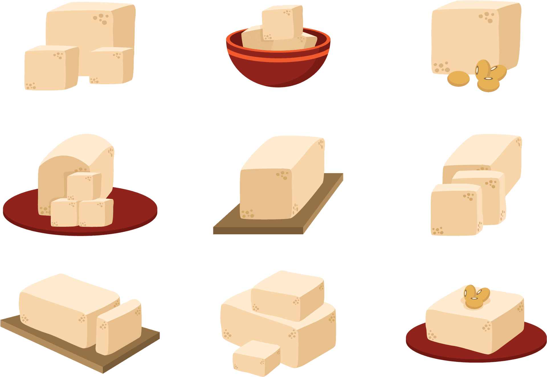 Varietiesof Tofu Illustration PNG Image