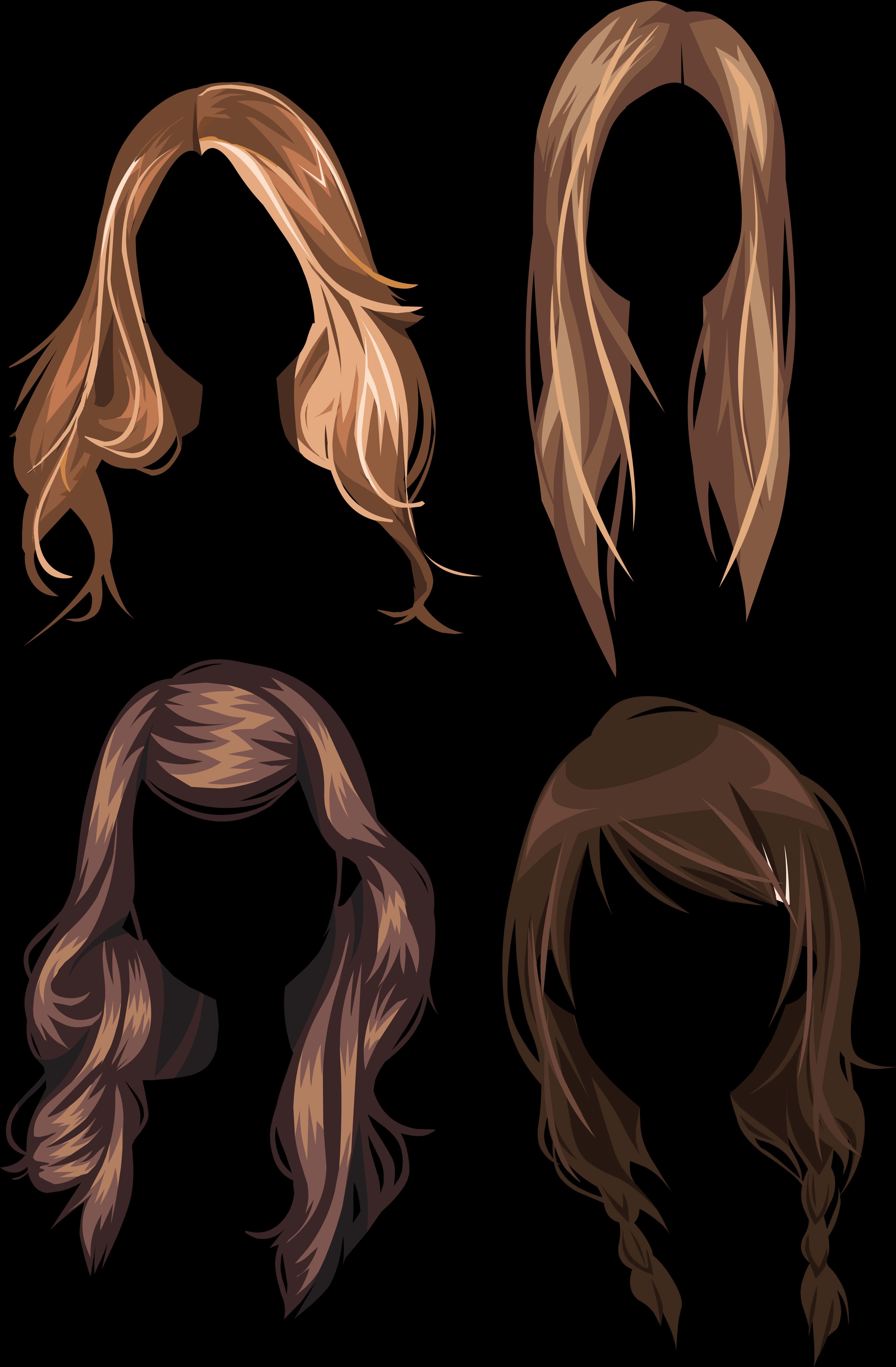 Varietyof Brown Hairstyles Illustration PNG Image