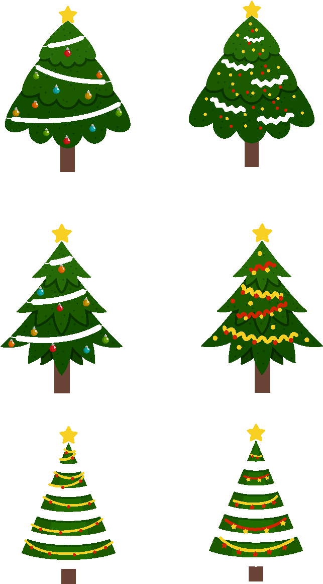 Varietyof Christmas Trees Vector Illustration PNG Image