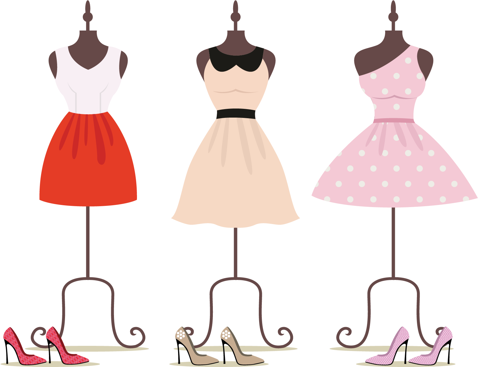 Varietyof Dressesand Shoes PNG Image