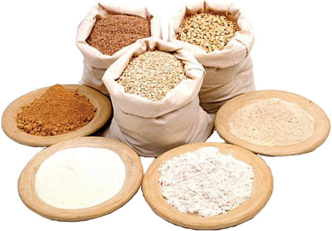 Varietyof Floursin Bagsand Bowls PNG Image