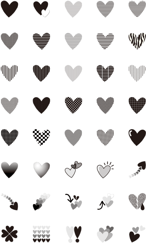 Varietyof Heart Emojis Pattern PNG Image