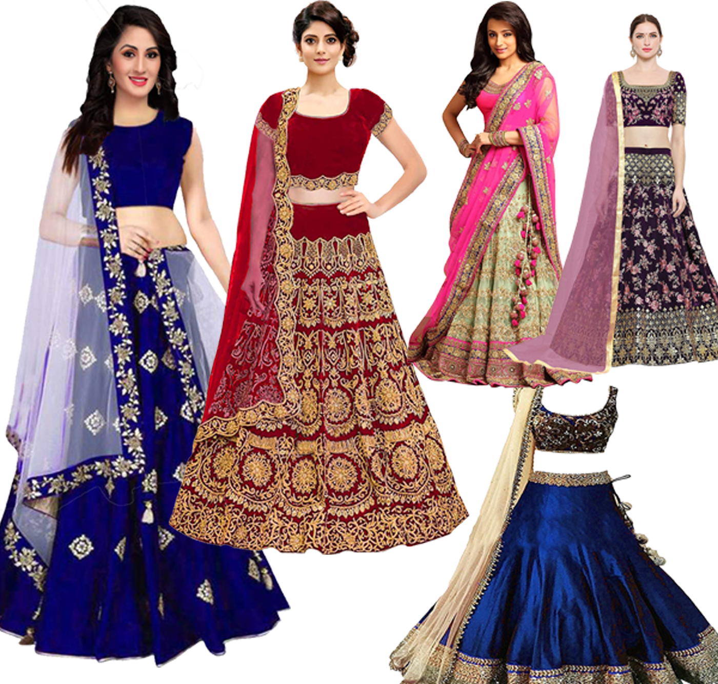 Varietyof Lehengas Collection PNG Image