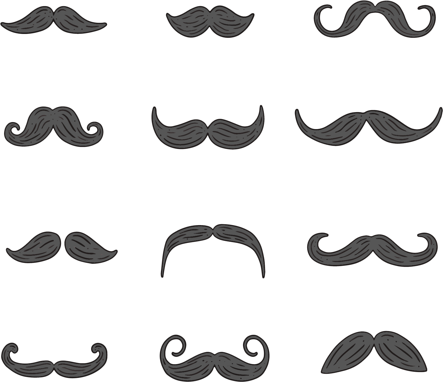 Varietyof Moustache Styles Illustration PNG Image