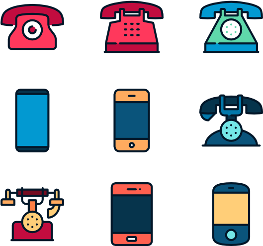 Varietyof Phone Icons Collection PNG Image