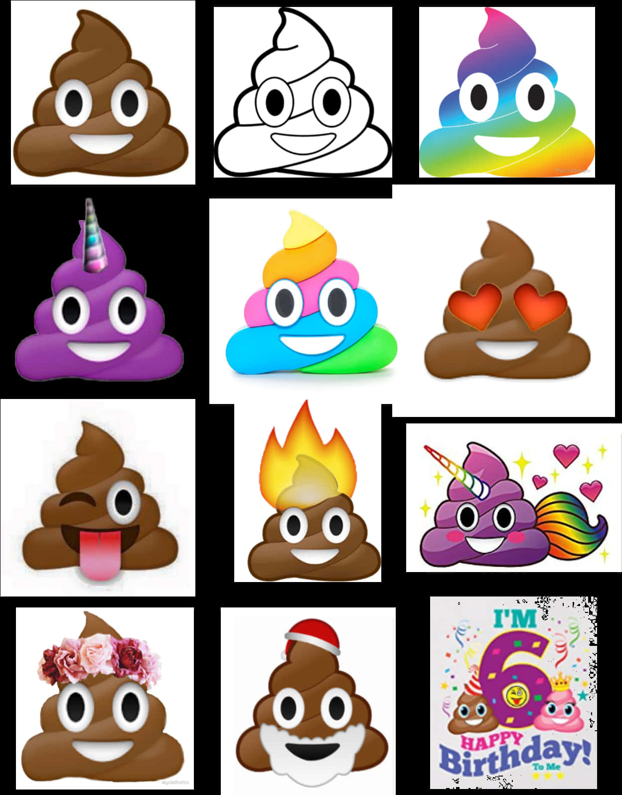 Varietyof Poop Emoji Designs PNG Image