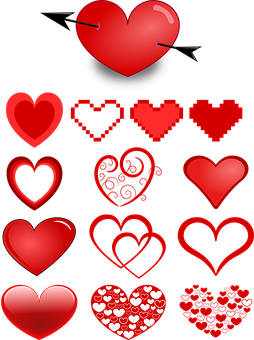 Varietyof Red Hearts Collection PNG Image