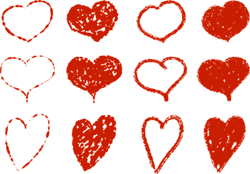 Varietyof Red Heartson Black Background PNG Image