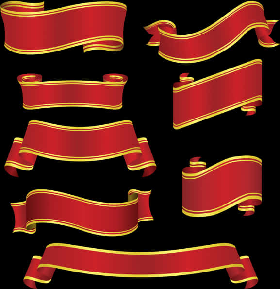 Varietyof Red Ribbons PNG Image