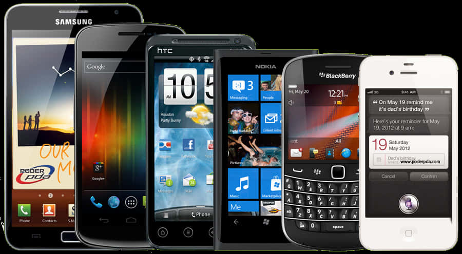 Varietyof Smartphones Display PNG Image