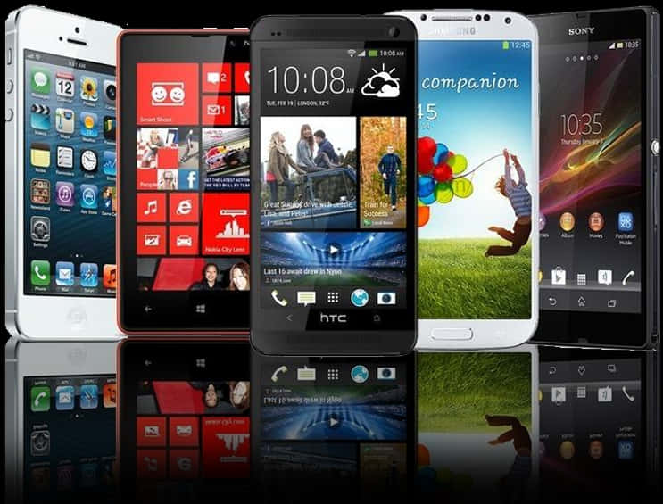 Varietyof Smartphones Displayed PNG Image