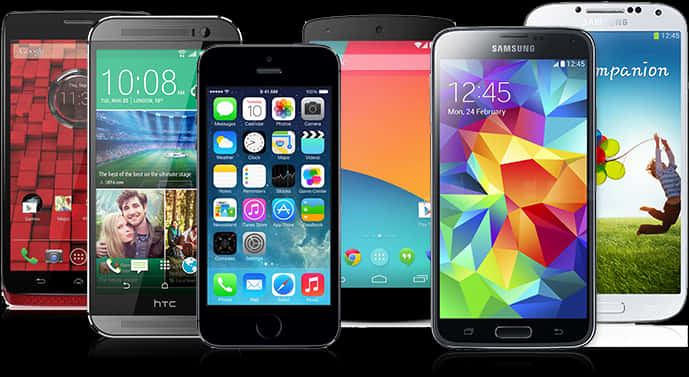 Varietyof Smartphones Displayed PNG Image