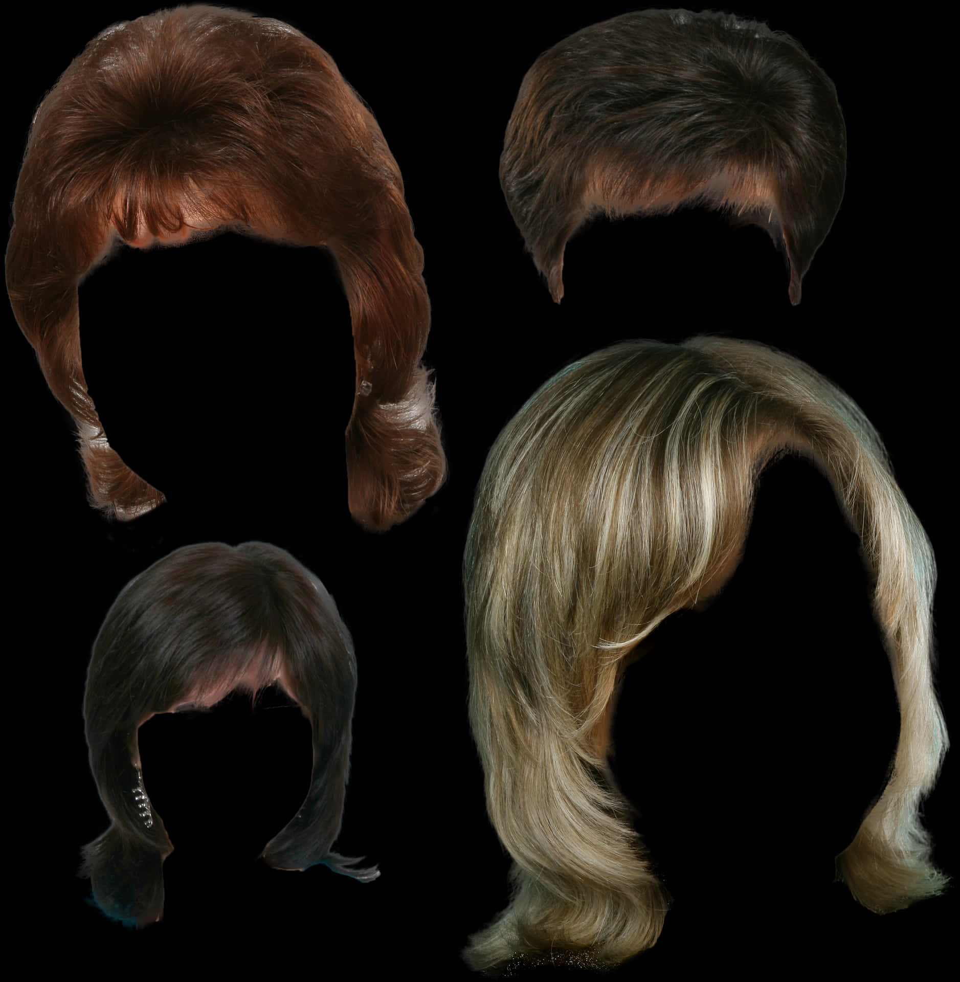 Varietyof Wigs Display PNG Image