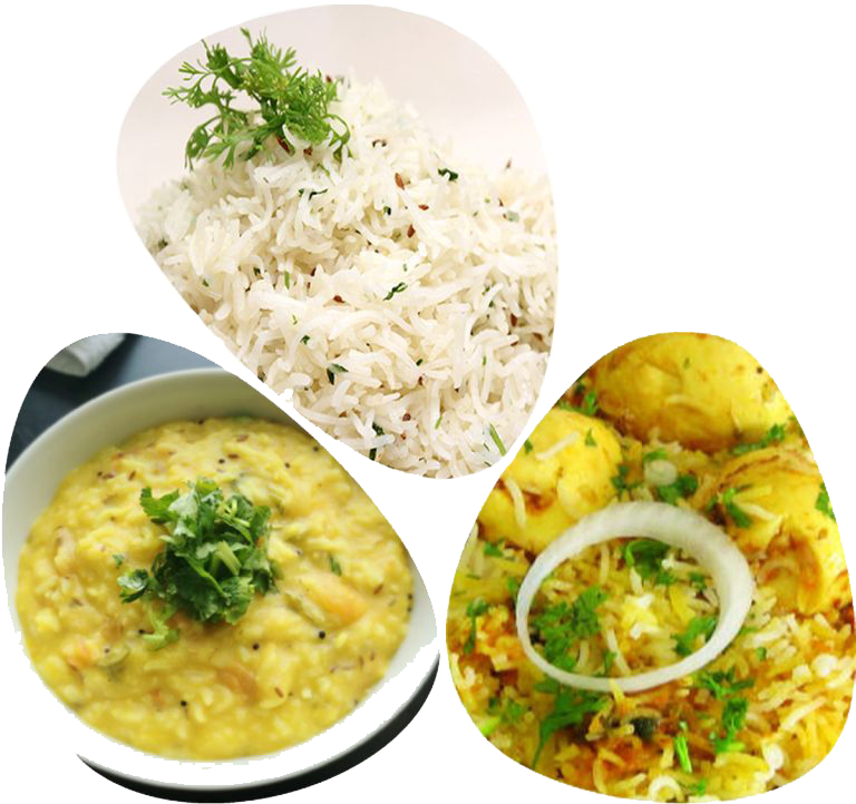 Veg Biryani Components Collage PNG Image