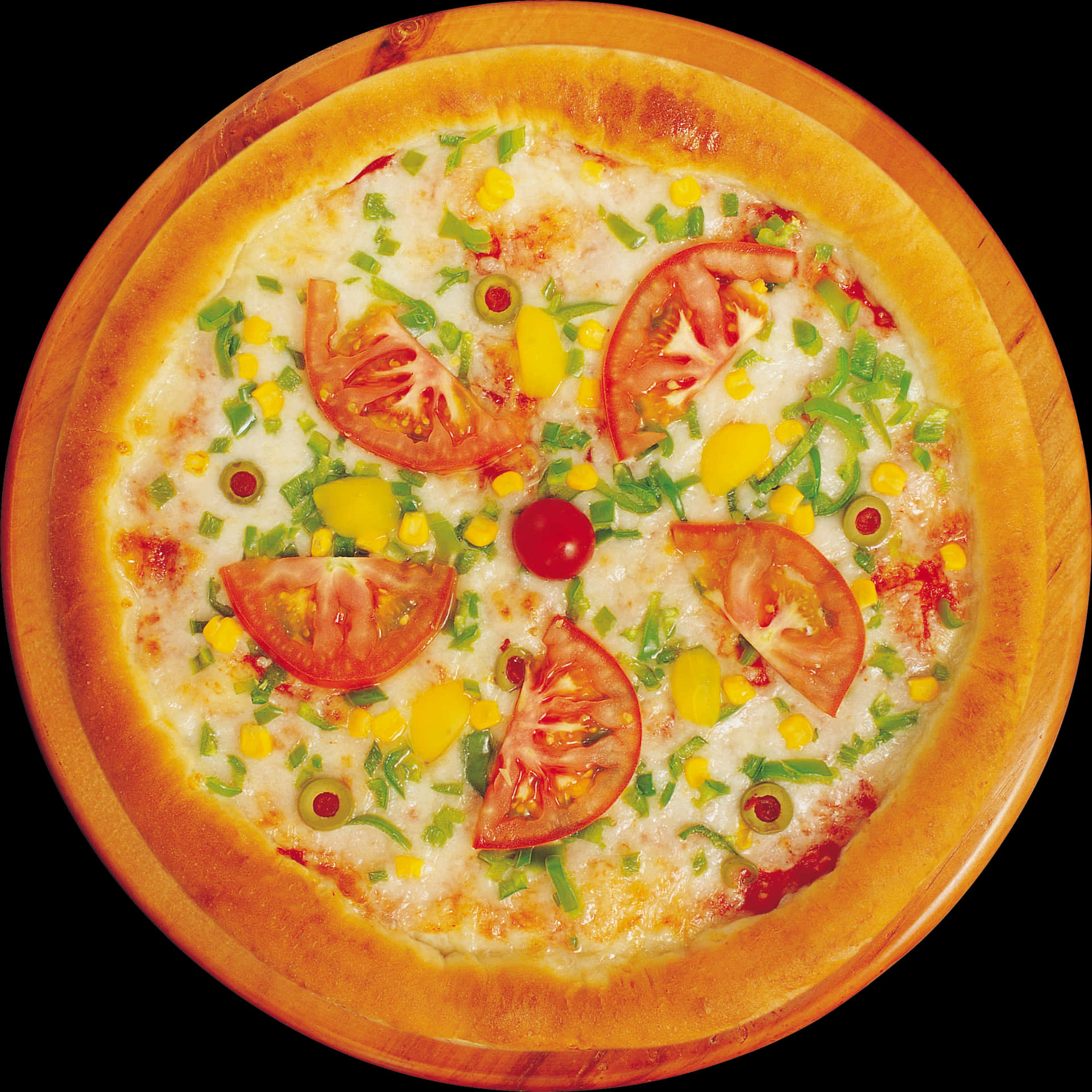 Vegetarian Pizza Top View PNG Image