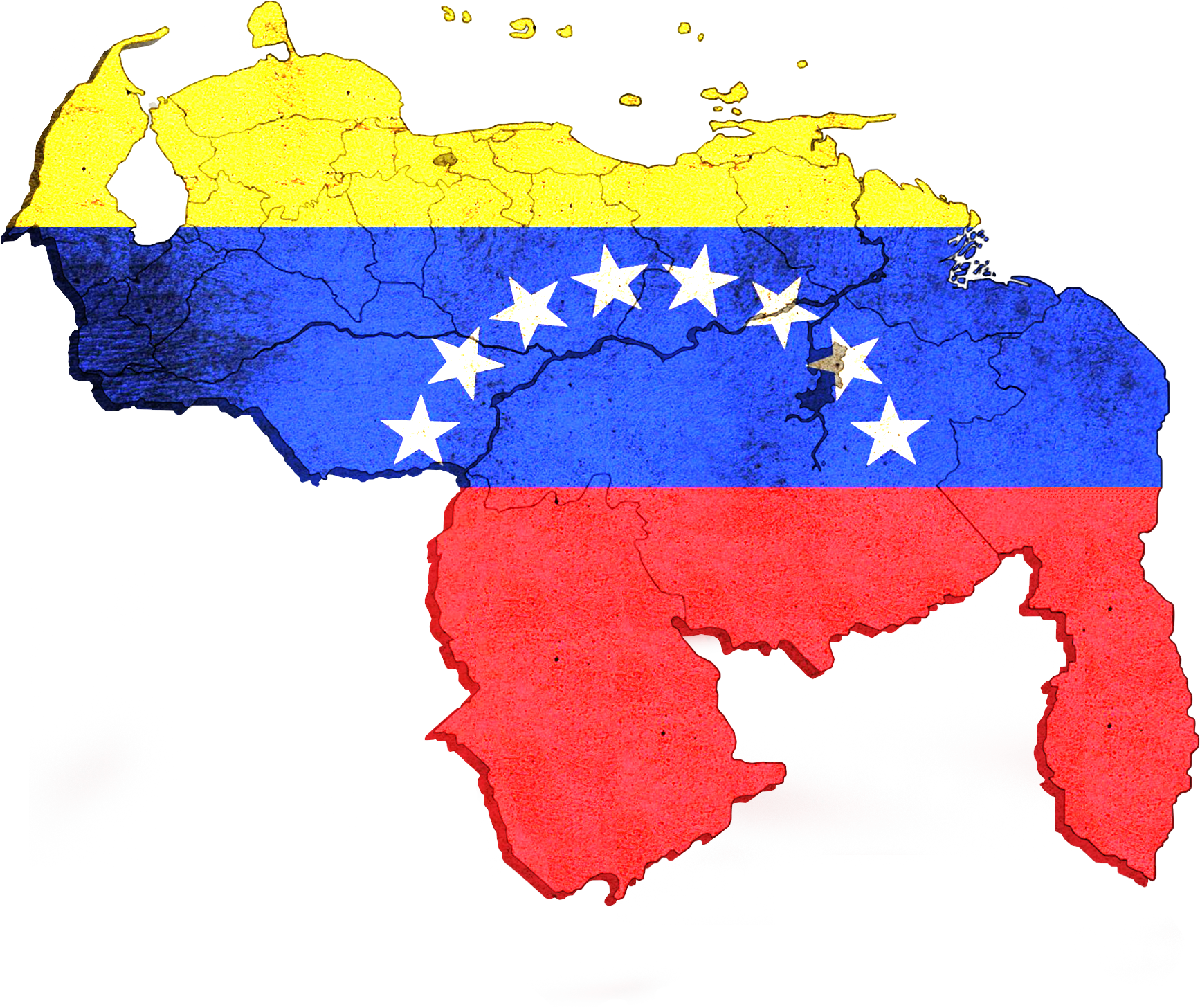 Venezuela Flag Map Artistic Representation PNG Image