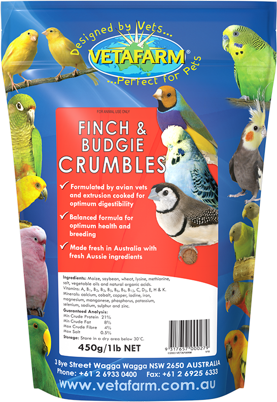 Vetafarm Finchand Budgie Crumbles Packaging PNG Image