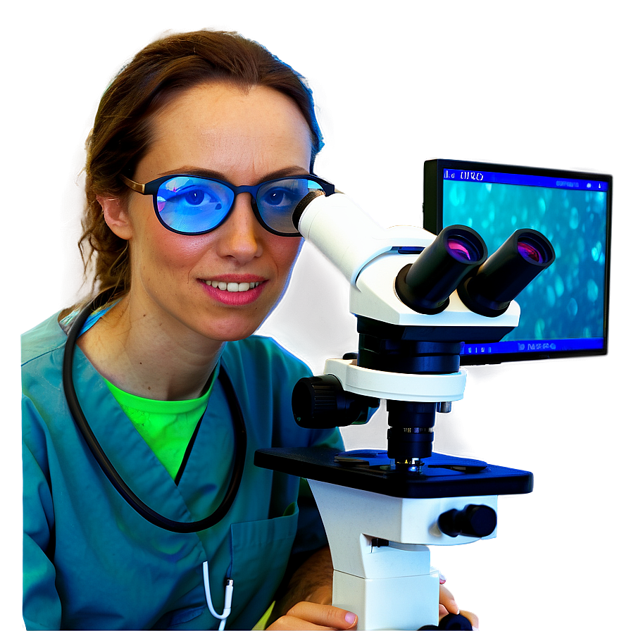 Veterinarian With Microscope Png Etk8 PNG Image