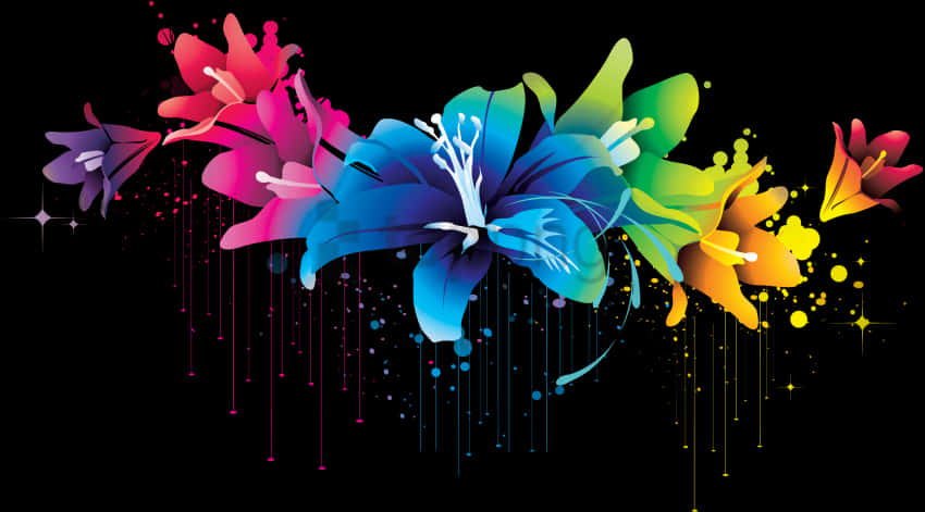 Vibrant_ Abstract_ Floral_ Artwork PNG Image