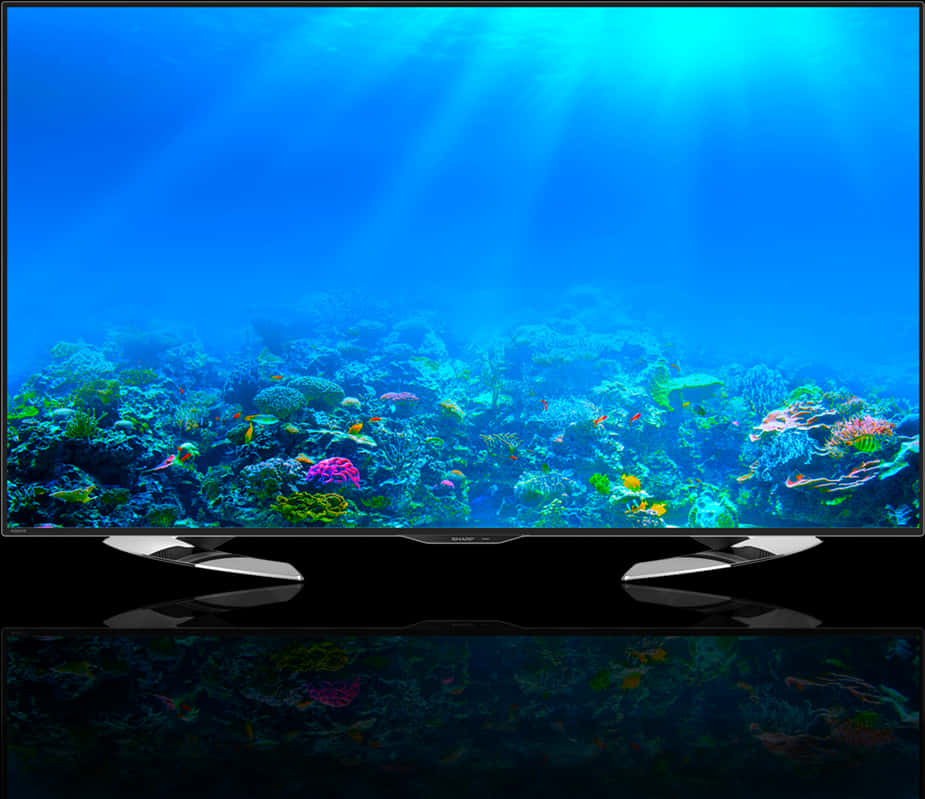 Vibrant Aquarium Displayon L E D T V PNG Image