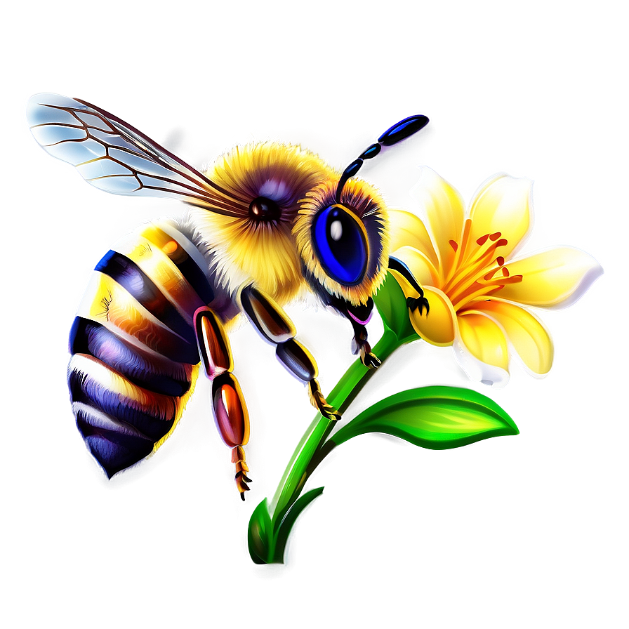 Vibrant Bee Illustration Png Xon76 PNG Image