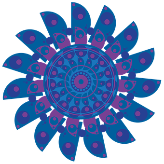 Vibrant Blue Mandala Art PNG Image