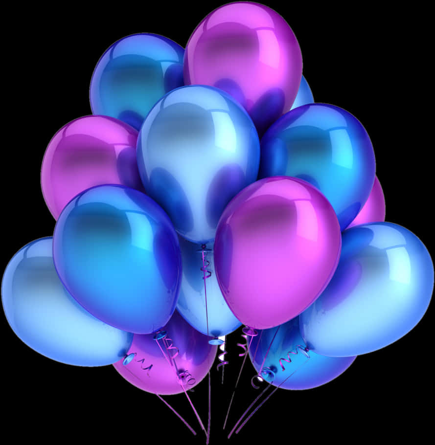 Vibrant Blue Pink Balloons PNG Image