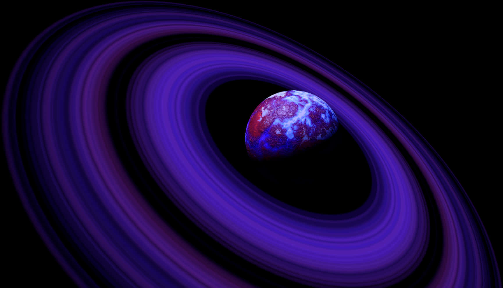 Vibrant Blue Ringed Planet PNG Image