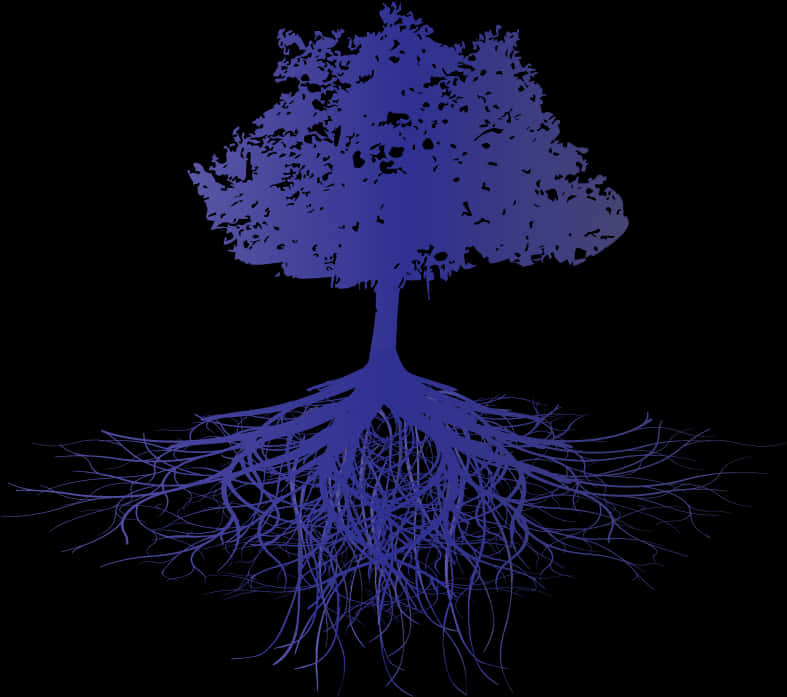 Vibrant Blue Treeand Roots PNG Image