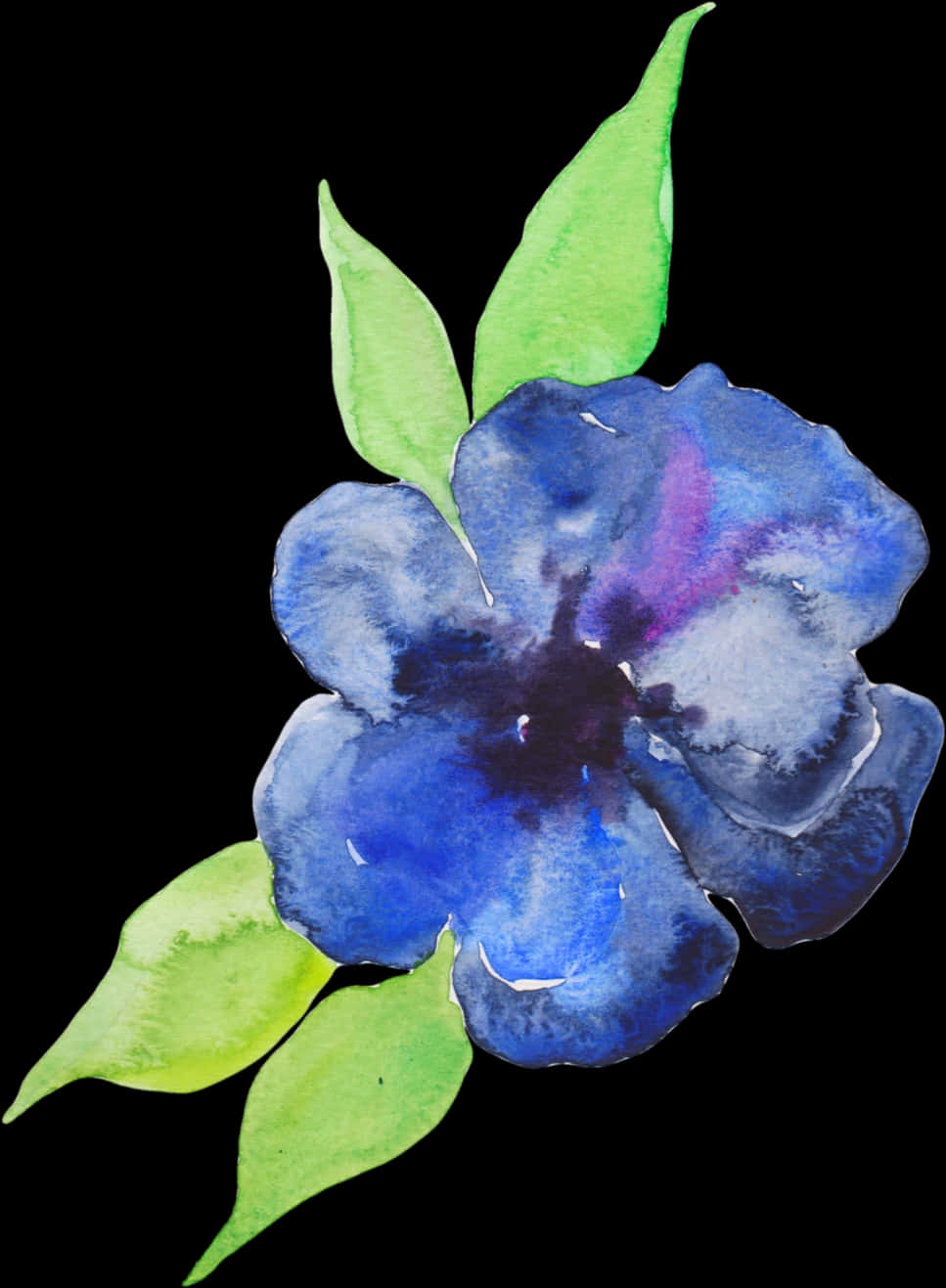 Vibrant Blue Watercolor Flower PNG Image