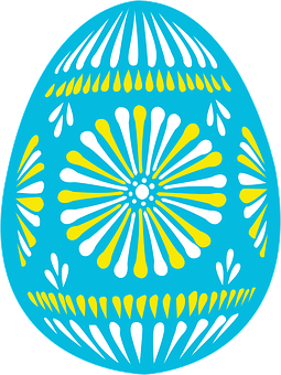 Vibrant Blue Yellow Easter Egg PNG Image