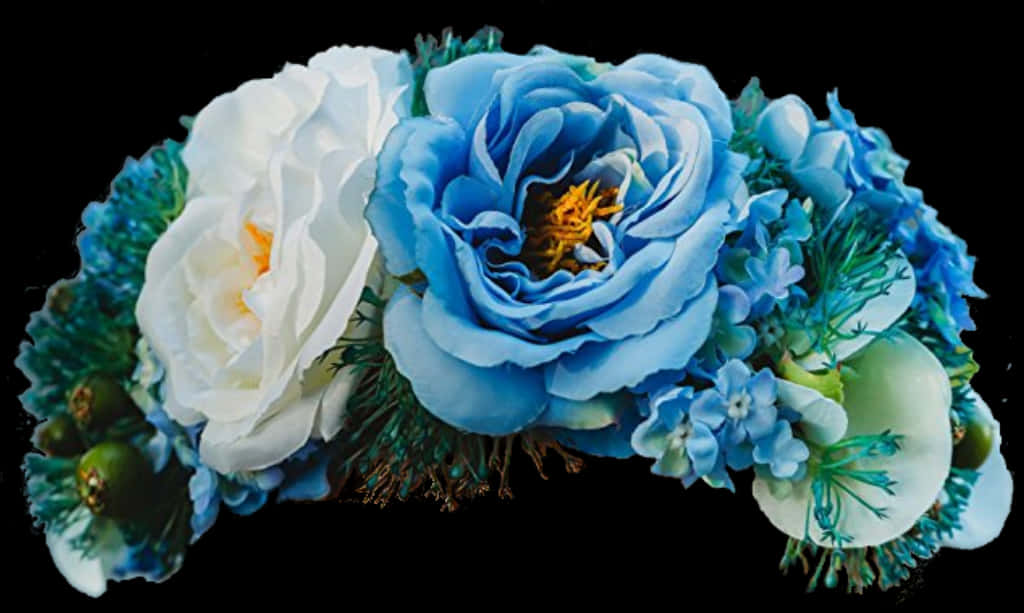 Vibrant Blueand White Floral Arrangement PNG Image