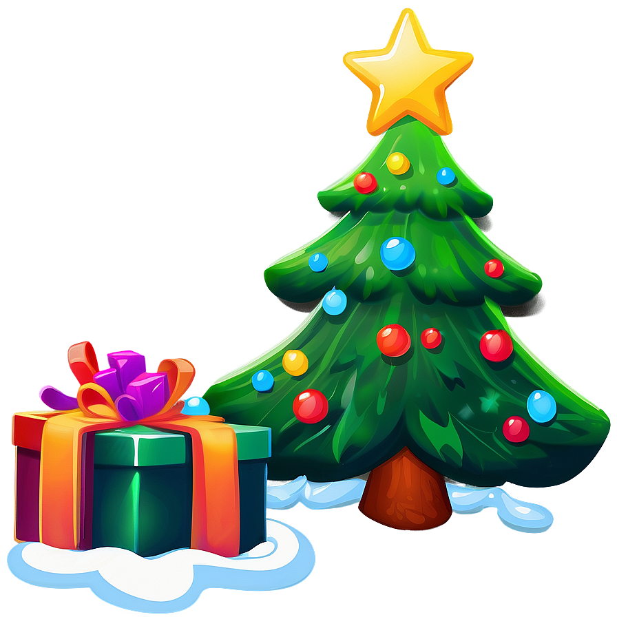 Vibrant Cartoon Christmas Tree Png Joq10 PNG Image