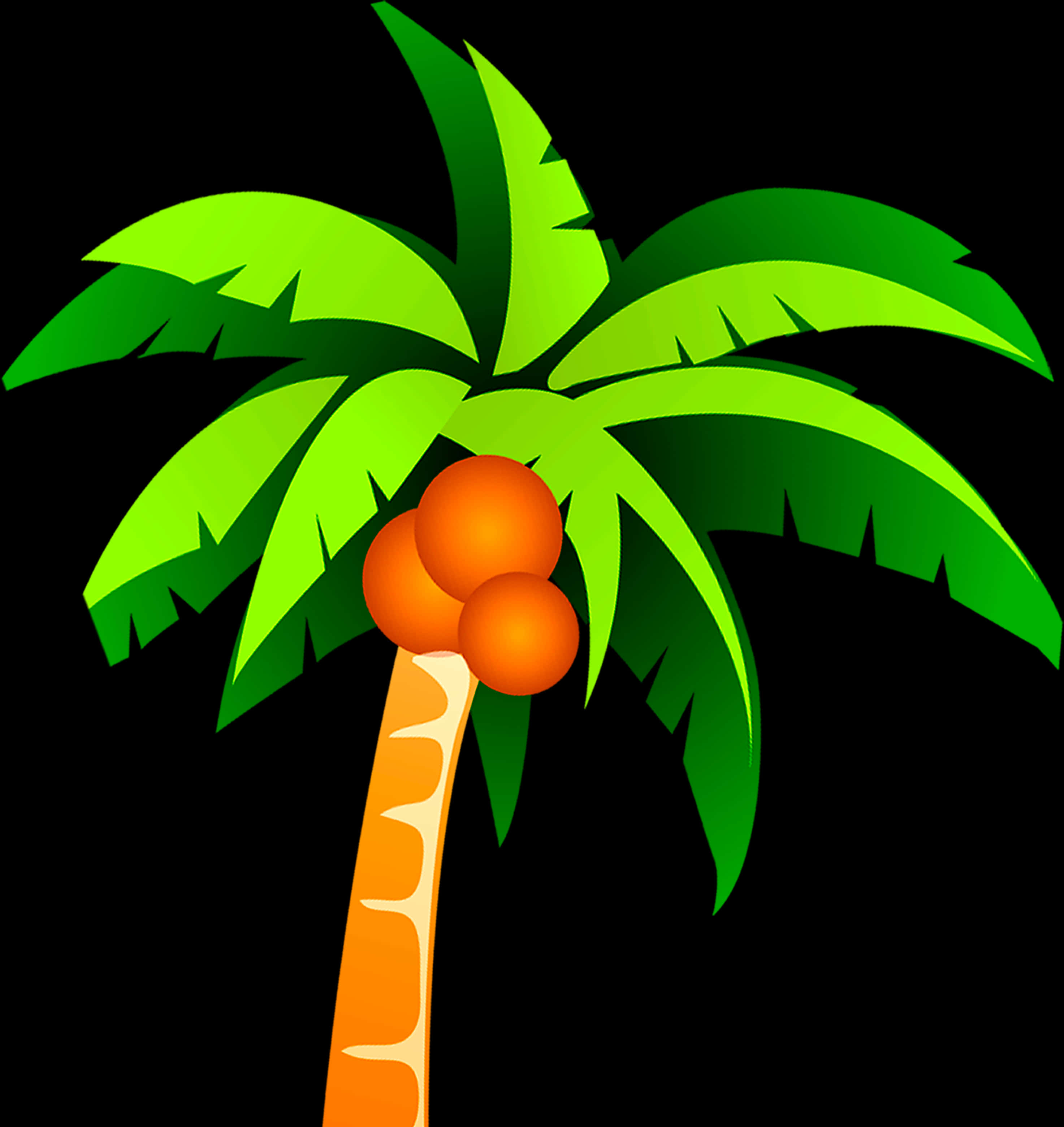 Vibrant_ Cartoon_ Coconut_ Tree PNG Image