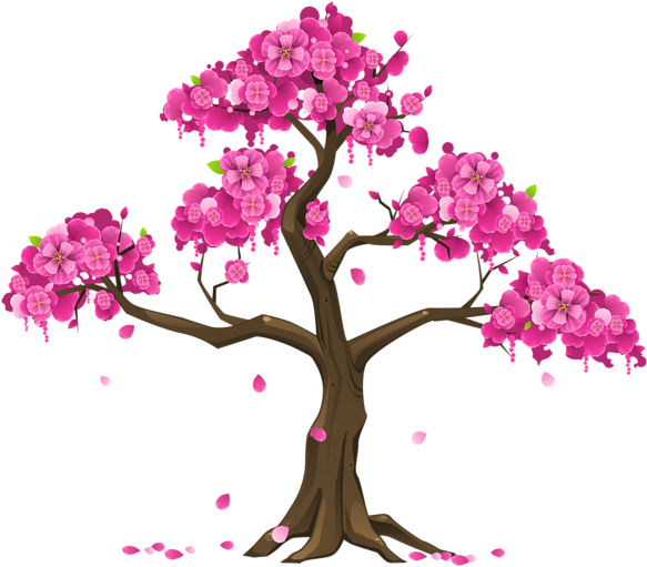 Vibrant_ Cherry_ Blossom_ Tree_ Illustration PNG Image