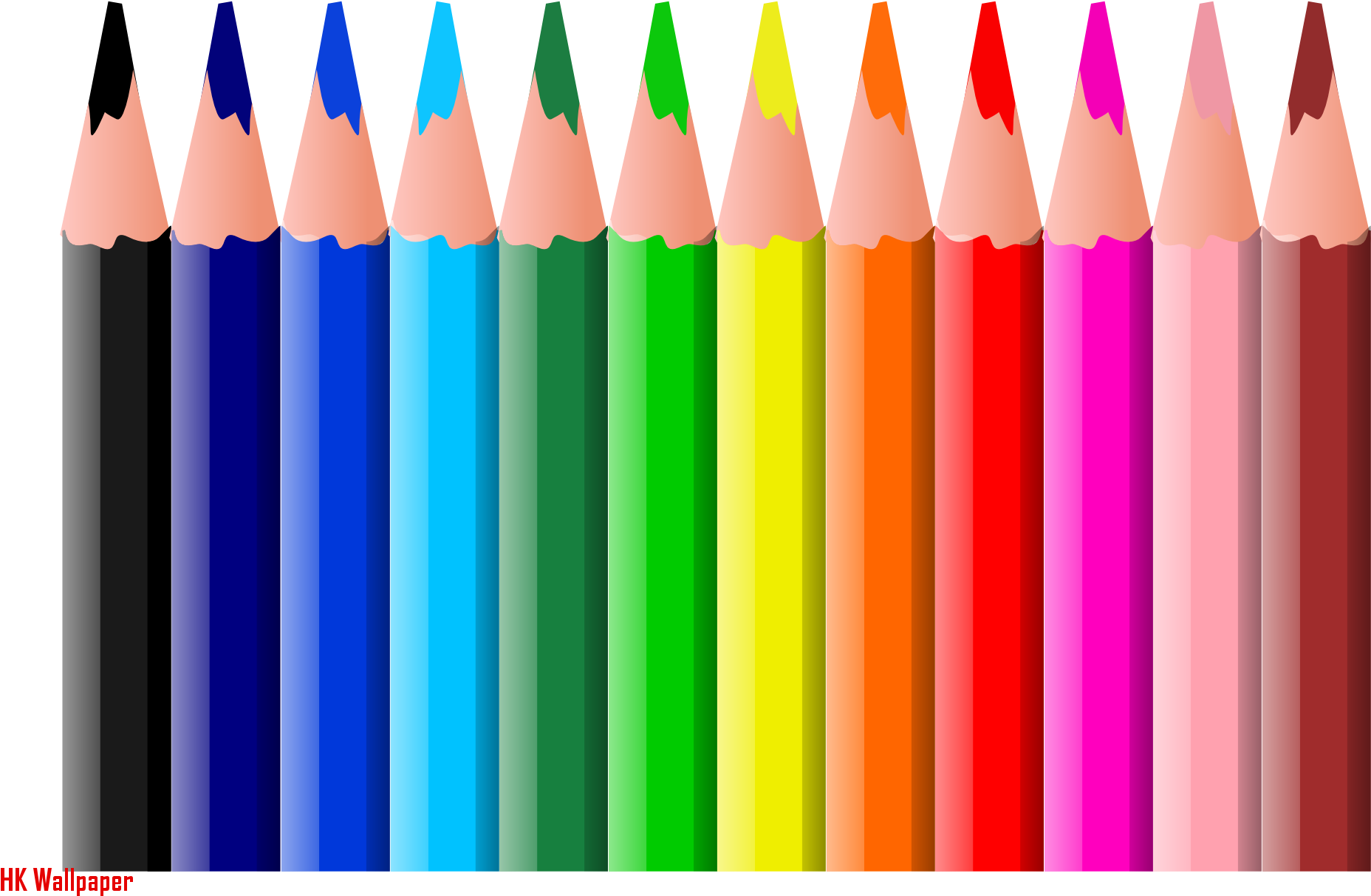 Vibrant Colored Pencils Row PNG Image