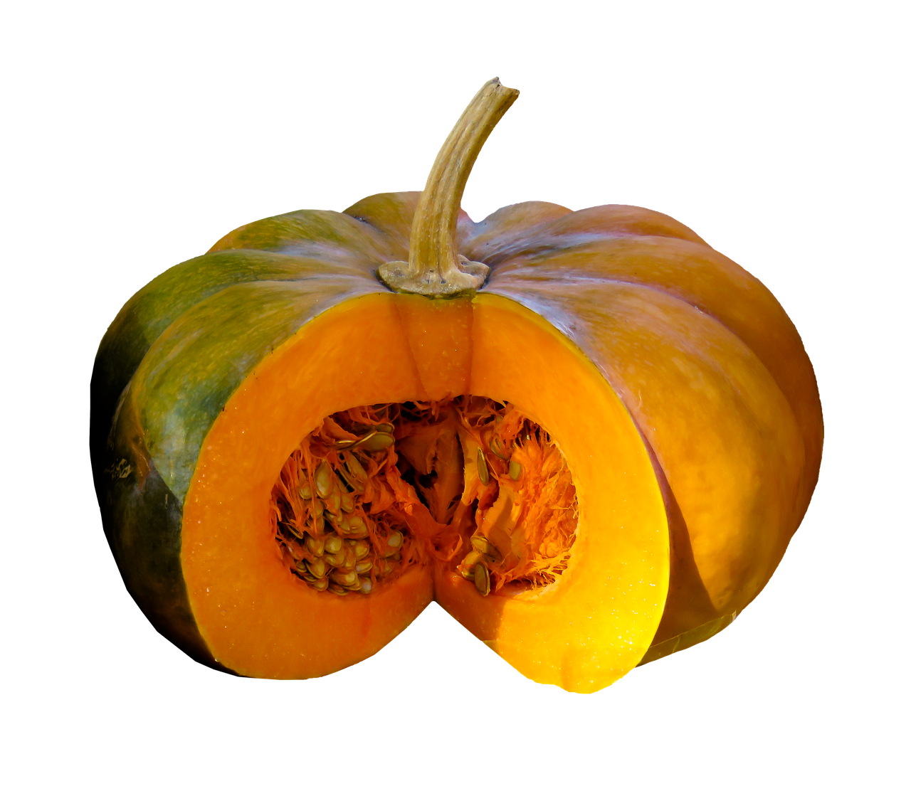 Vibrant Cut Open Pumpkin PNG Image