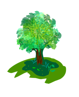 Vibrant Digital Art Tree PNG Image