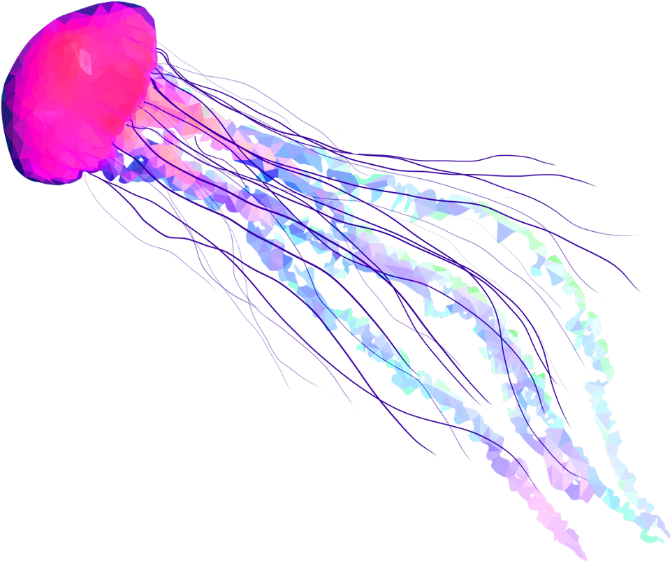 Vibrant Digital Jellyfish Art PNG Image