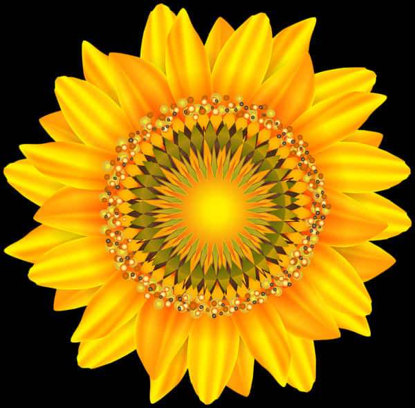 Vibrant Digital Sunflower Art PNG Image