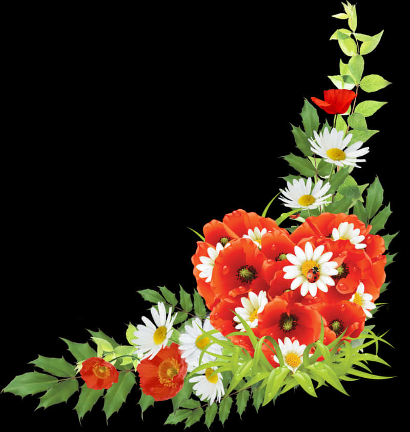 Vibrant Floral Arrangement Graphic PNG Image