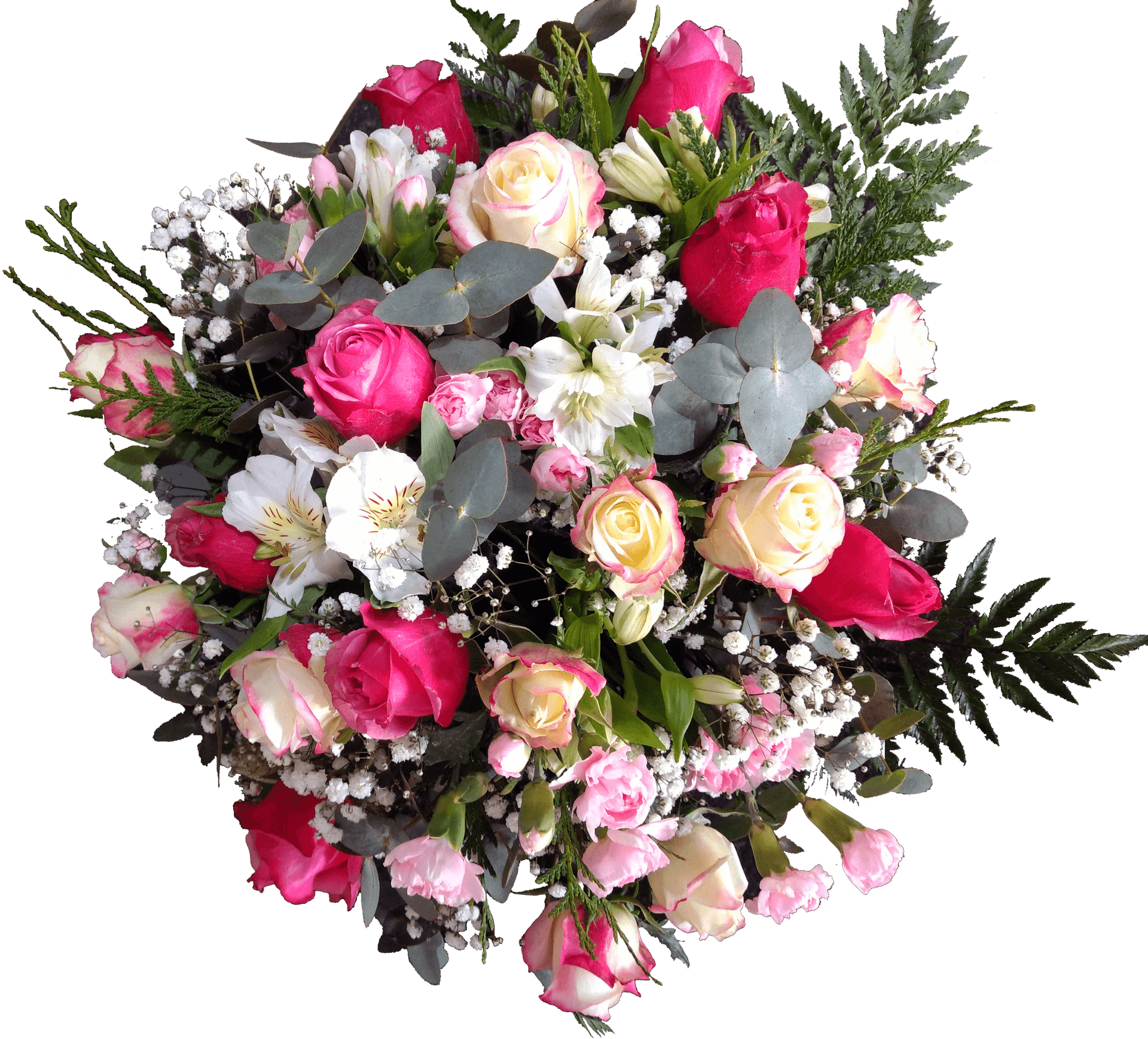 Vibrant Floral Bouquet Top View PNG Image