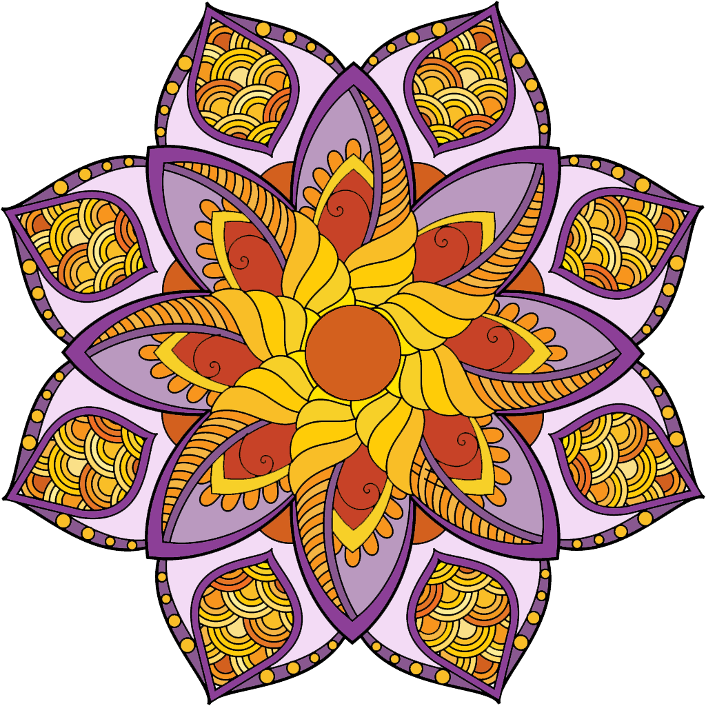 Vibrant Floral Mandala Artwork PNG Image