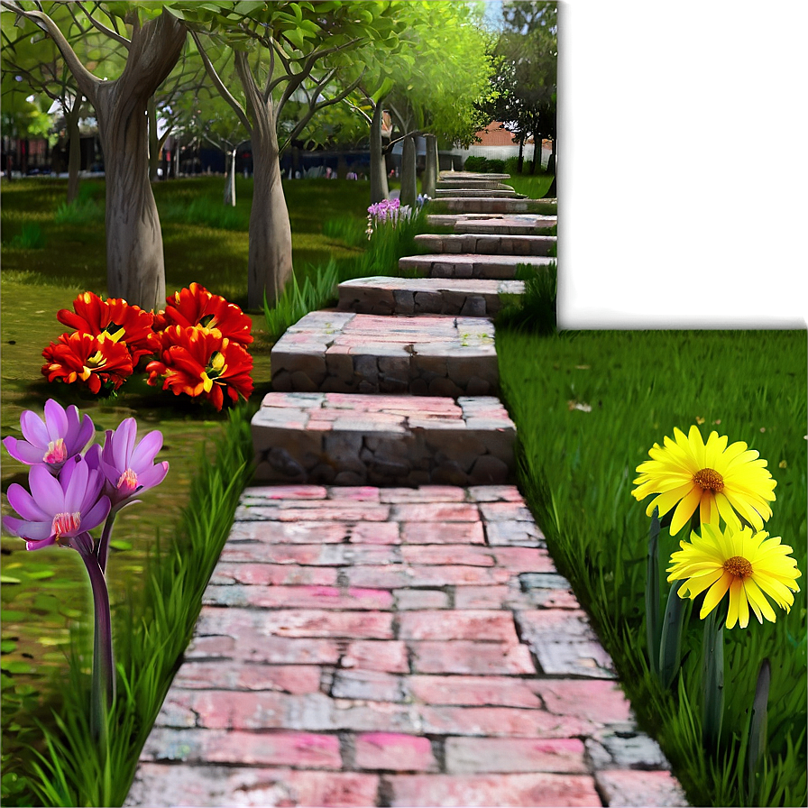 Vibrant Flower Garden Path Png Frj PNG Image