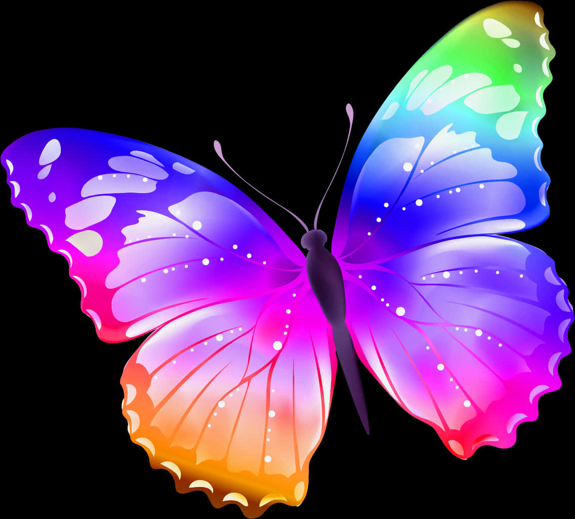 Vibrant Gradient Butterfly PNG Image