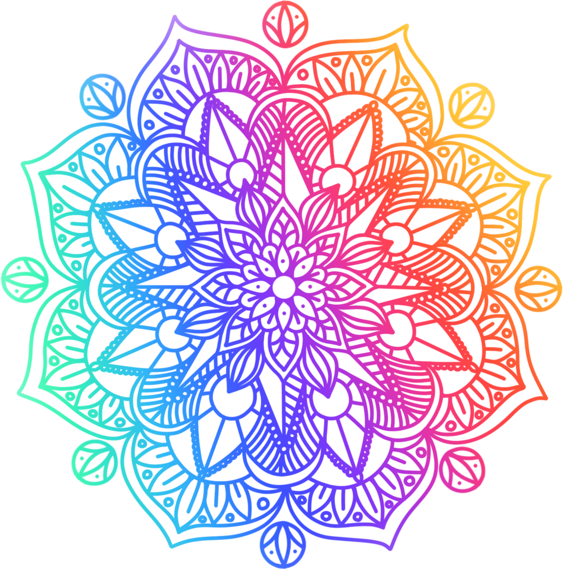 Vibrant Gradient Mandala Art PNG Image