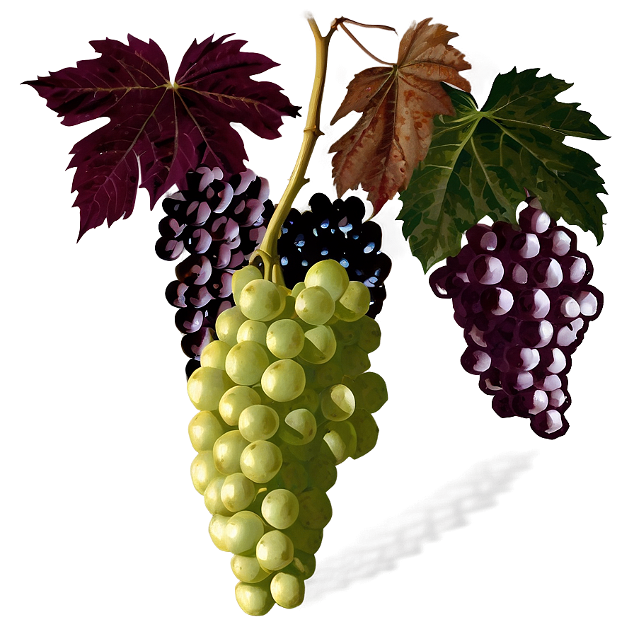 Vibrant Grape Bunches Illustration PNG Image